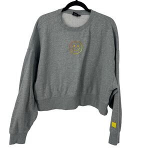 Future Cropped Smiley Crew Neck in Athletic Heather  sweater Large gray pullover